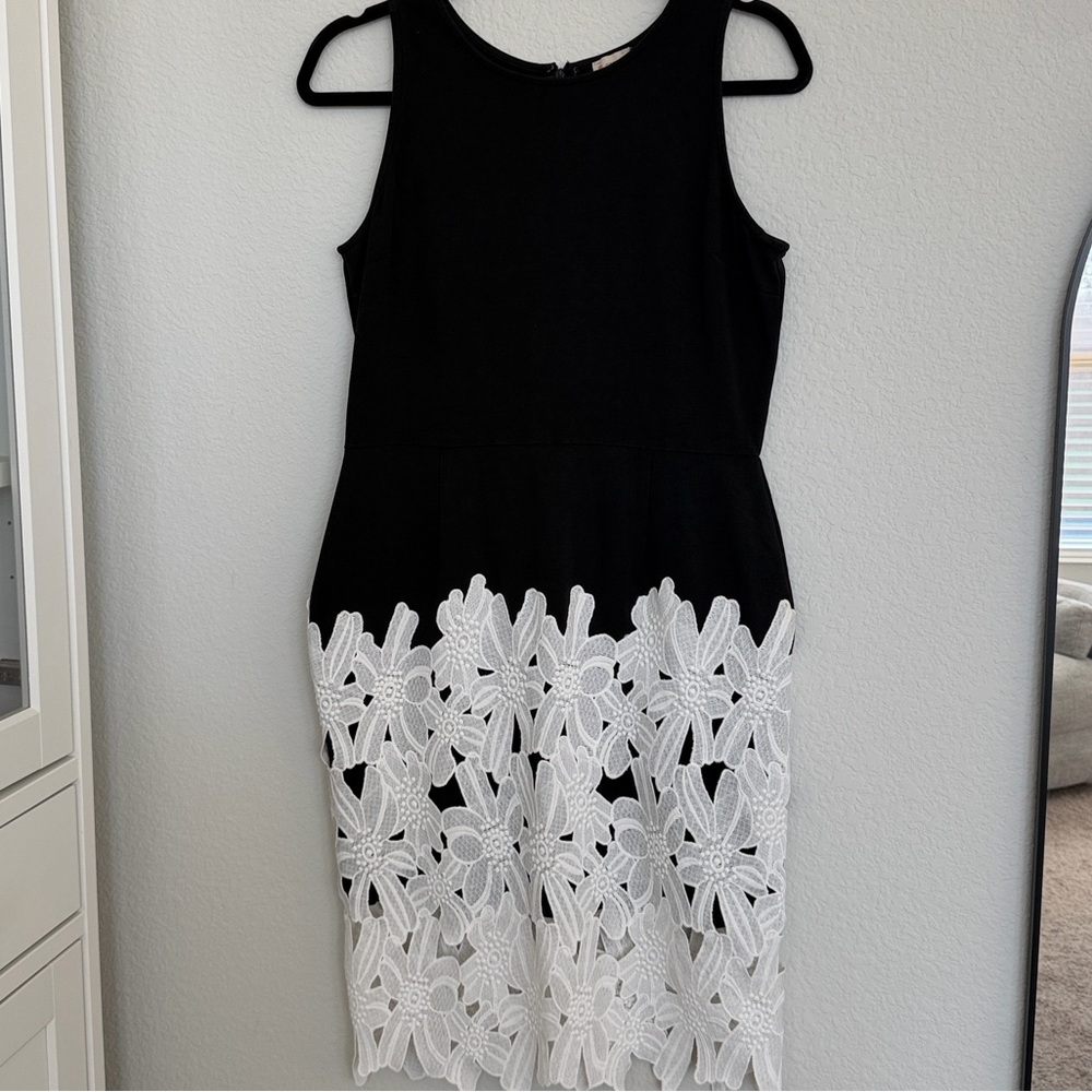 Daniel Cremieux Maritza black and white floral embroidered sleeveless midi dress - Picture 2 of 6